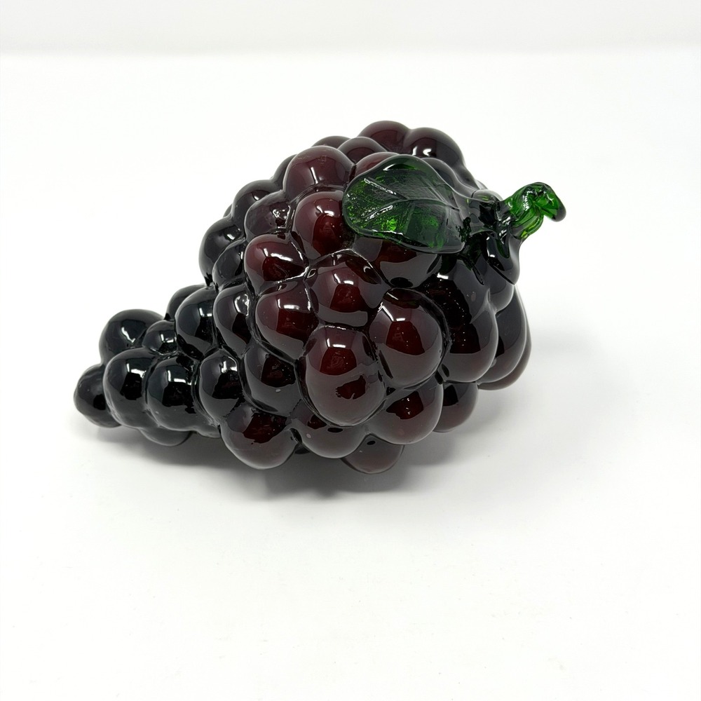 Murano Style‎ Glass Grape Cluster Sculpture Hand Blown MCM Art Glass 6 Inch